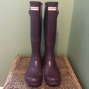 Hunter rain boots - tall purple original gloss Sz7